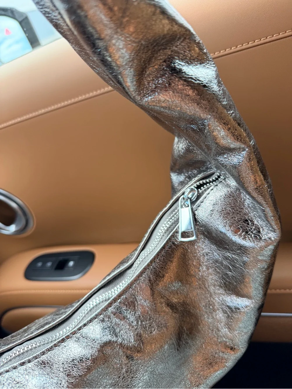 TEFIA Metallic Silver Shoulder Hobo Bag